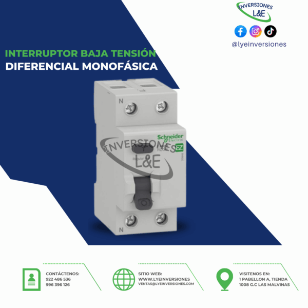 INTERRUPTOR DIFERENCIAL MONOFÁSICA SCHNEIDER
