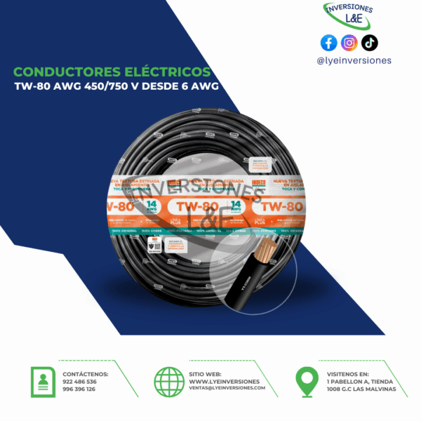 TW-80 AWG 450/750 V desde 6 AWG