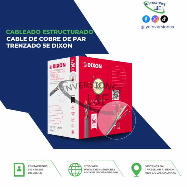 CABLE DE COBRE DE PAR TRENZADO 5E DIXON