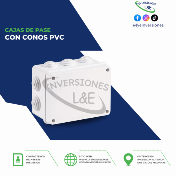 CAJA DE PASE CON CONOS RECT. PVC