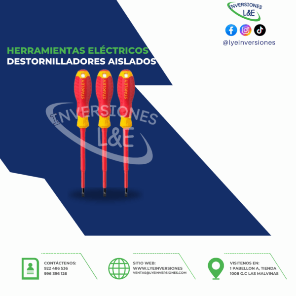 DESTORNILLADORES AISLADOS DE PUNTA PLANA STANLEY