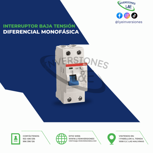 INTERRUPTOR DIFERENCIAL MONOFÁSICO ABB