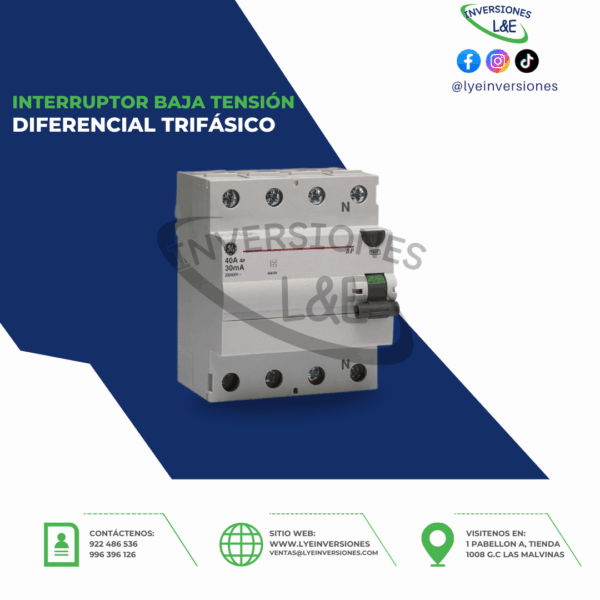 INTERRUPTOR DIFERENCIAL TRIFÁSICO GENERAL ELECTRIC