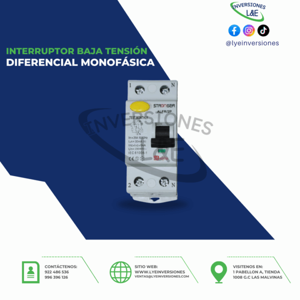 INTERRUPTOR DIFERENCIAL MONOFÁSICA STRONGER