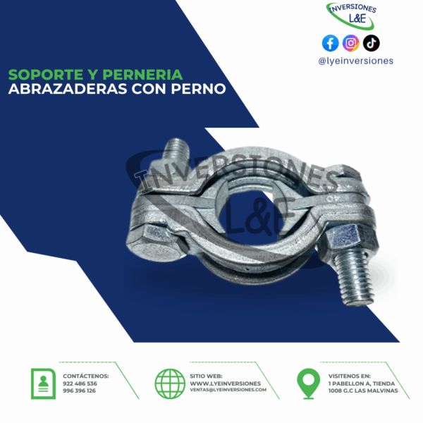 ABRAZADERAS CON 2 PERNO GALVANIZADA