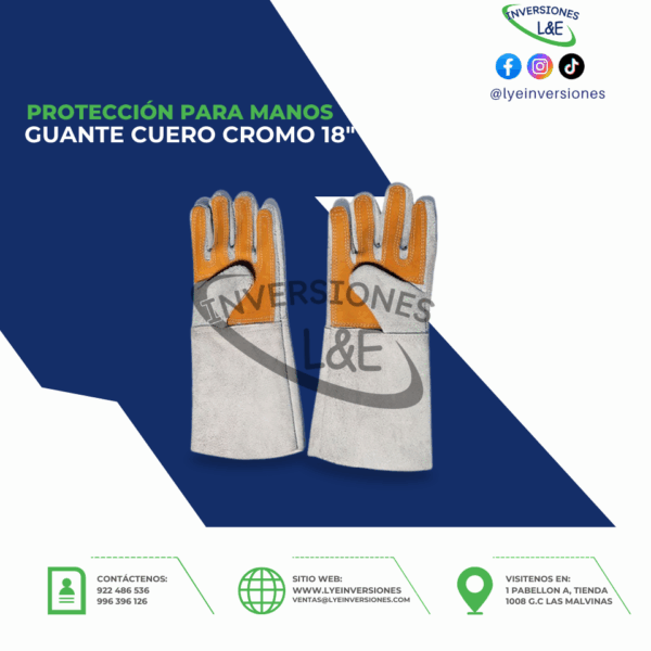 GUANTE CUERO CROMO 18″
