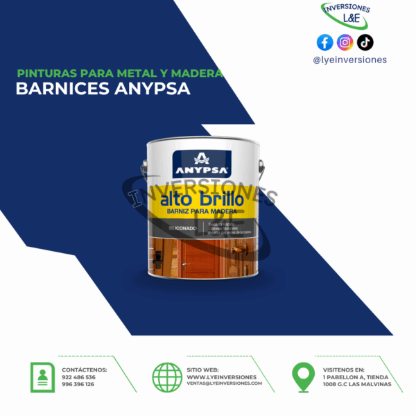 BARNIZ PARA MADERA MATE ALTO BRILLO ANYPSA