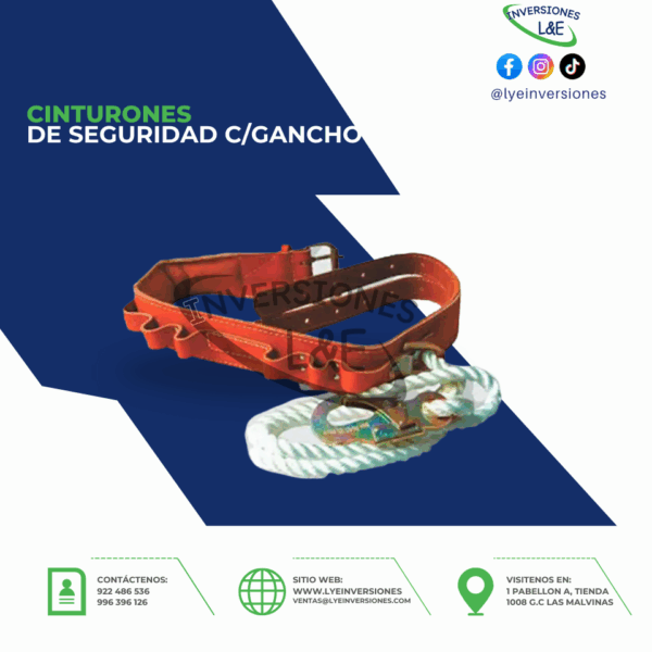 CINTURÓN DE SEGURIDAD C/GANCHO DOBLE SEGURO