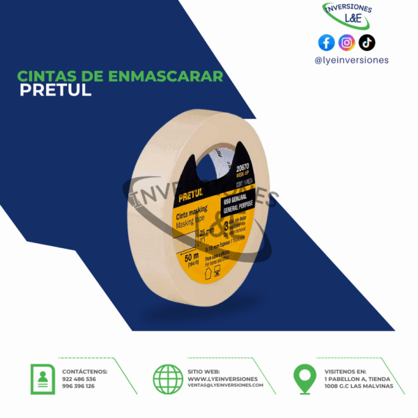 CINTA DE ENMASCARAR PRETUL 12MM x 50M